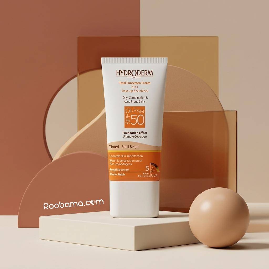 کرم ضد آفتاب SPF50 فاقد چربی با پوشش کرم پودری رنگ بژ صدفی Shell Beige حجم 40 میلی‌لیتر