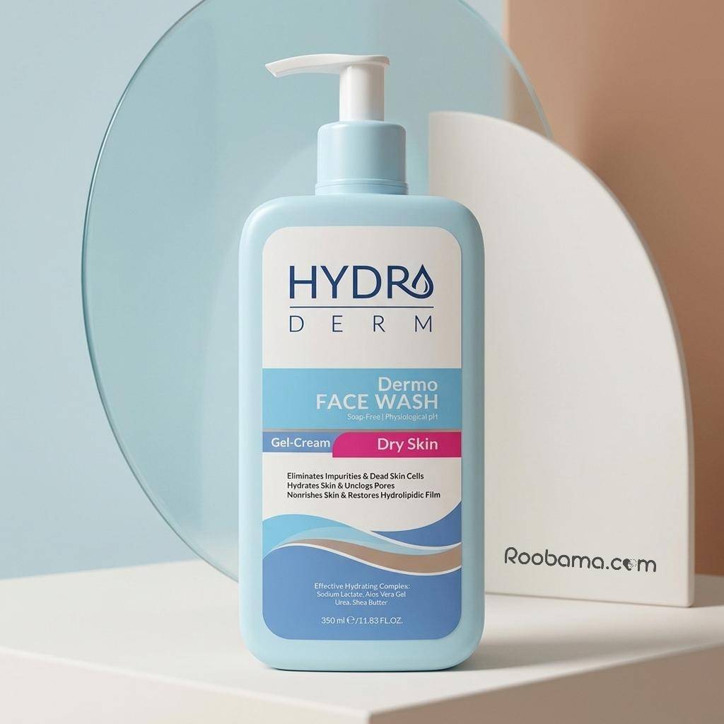 کرم ژل شستشوی صورت هیدرودرم درمو فیس واش Dermo Face Wash مناسب پوست بسیار خشک و حساس حجم 350 میلی‌لیتر