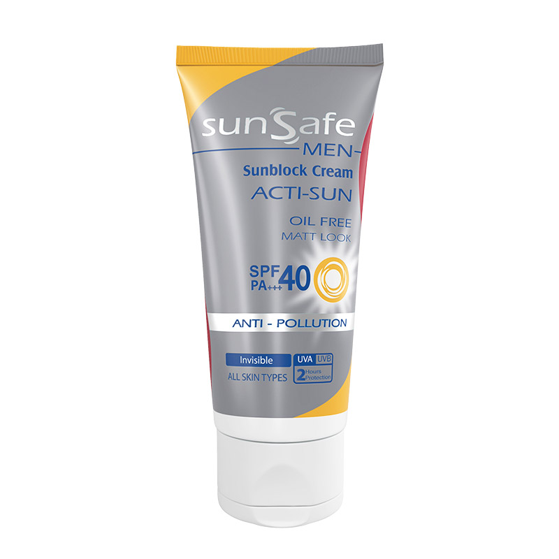 کرم ضدآفتاب آقایان SPF40 سان‌سیف حجم 50 میلی‌لیتر
