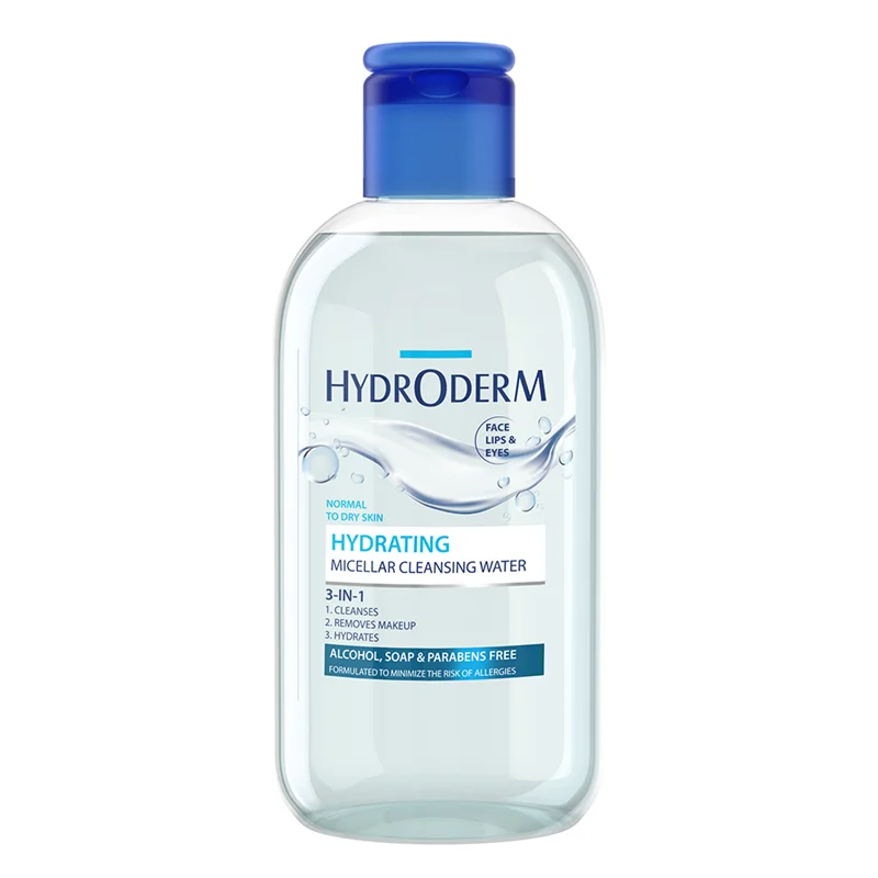 میسلار واتر 3 در 1 چشم و لب و صورت Hydrating مناسب پوست خشک و کم آب هیدرودرم حجم 250 میلی لیتر