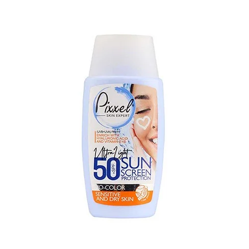 ضد آفتاب بی‌رنگ پوست خشک و حساس +SPF50 پیکسل 50 میلی لیتر