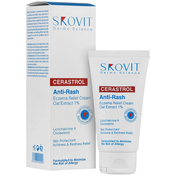 کرم بهبود دهنده اگزما حاوی 1% جو دوسر اسکوویت Skovit حجم 50 میلی‌لیتر