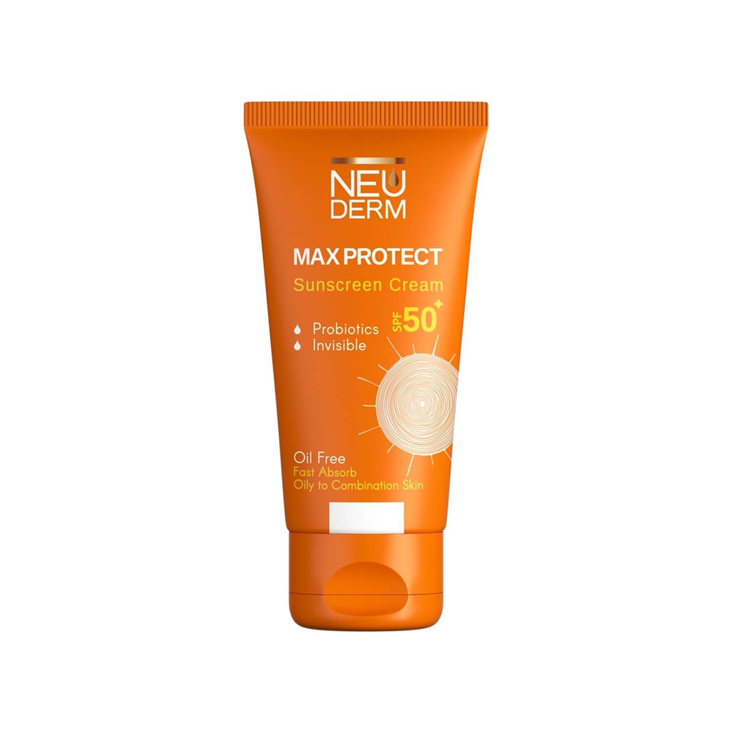 کرم ضدآفتاب بی‌رنگ فاقد چربی مکس پروتکت SPF50 نئودرم حجم ۵۰ میلی‌لیتر