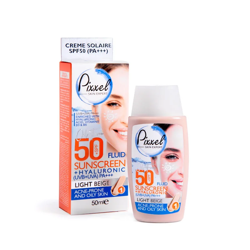 کرم ضد آفتاب بژ روشن پیکسل مناسب پوست چرب SPF50 حجم ۵۰ میلیلیتر