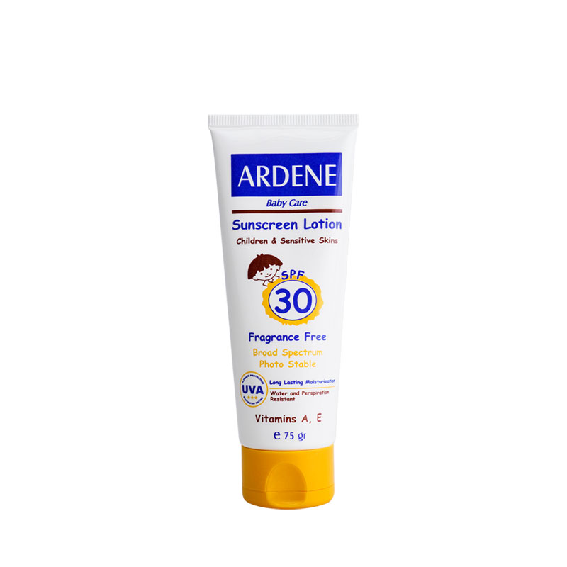 لوسیون ضدآفتاب کودکان و پوست‌های حساس آردن SPF30 حجم 75 گرم
